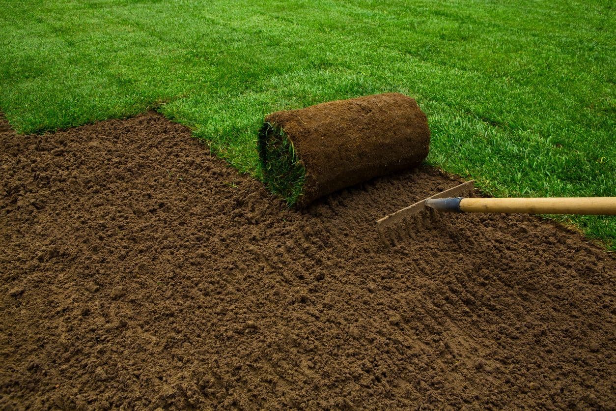 Ground being prepared and levelled before installation